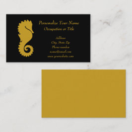 Affärskortet elegant Guld Seahorse Black Guld Visitkort