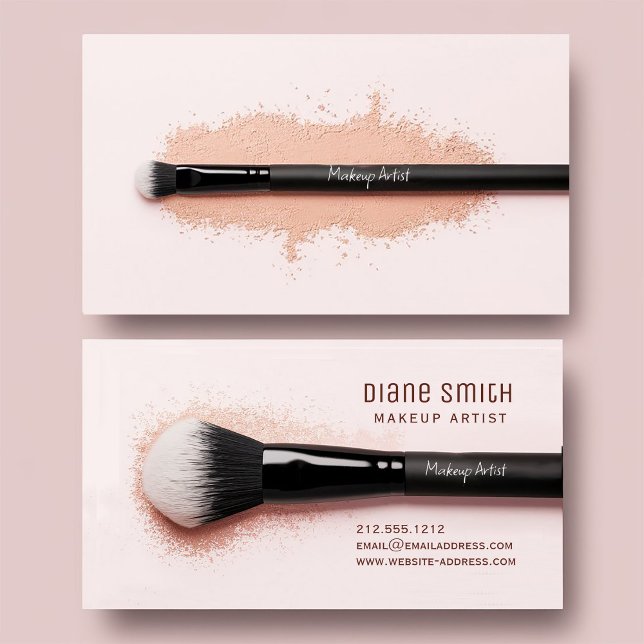 Affärskortet elegant Makeup Artist med pensel Visitkort (Elegant and professional makeup artist business card–the perfect touch of beauty and sophistication!)