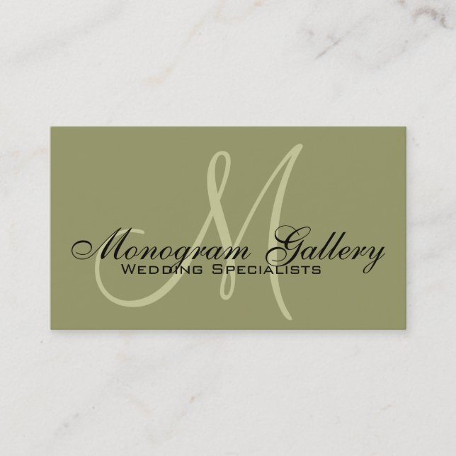 Affärskortet elegant Monogram Anpassade Sage Visitkort (Framsida)
