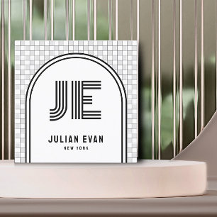 Affärskortet elegant Retro White Monogram Fyrkantigt Visitkort