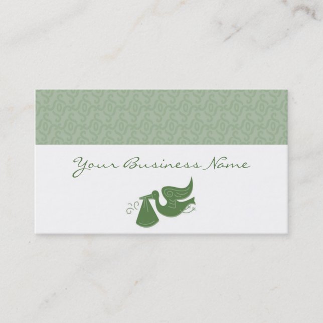 Affärskortet elegant Stork Grönt Visitkort (Framsida)