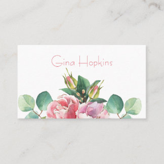 Affärskortet Elegant vattenfärgsblommor Visitkort