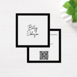 Affärskortet elegant vitt och svart fyrkantigt visitkort