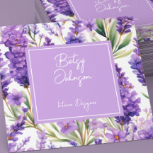 Affärskortet elegant Watercolor Lavender Flowers