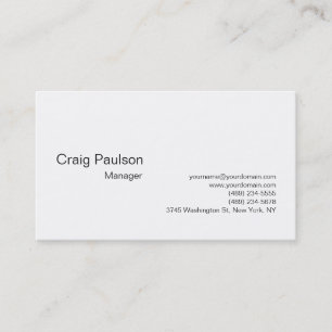 Affärskortet elegant White Plain Simple Manager Visitkort