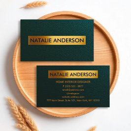 Affärskortet Emerald Leather & Gold Foil Visitkort