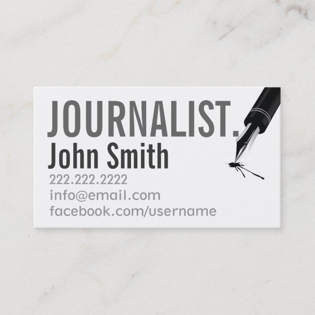 Affärskortet Enkel typografisk journalist Visitkort (Framsida)