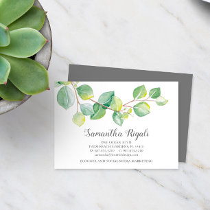 Affärskortet Eucalyptus Grönt i vattenfärg Tilläggskort