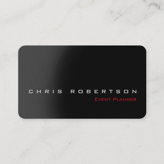 Affärskortet Event Planner Black Grått Red Snyggt Visitkort (Framsida)