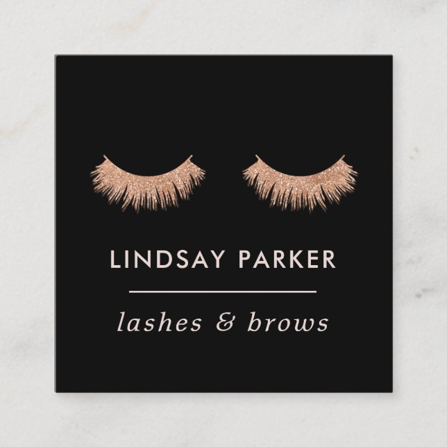 Affärskortet Eyelash Makeup Artist Ro Guld Fyrkantigt Visitkort (Framsida)