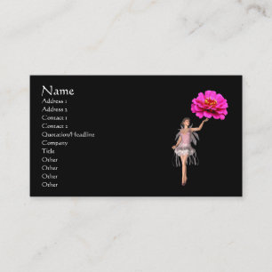 Affärskortet Fairy Rosa Zinnia Flower Fantasy Visitkort
