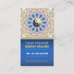 Affärskortet Färg Energy Healing Blue Gult Visitkort