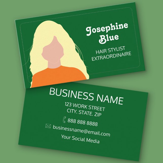 Affärskortet Färgfull modern enkel hårresare Visitkort (Green Hairstylist Business Cards)