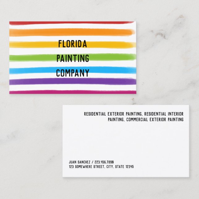 Affärskortet Färgmålning Visitkort (Fram/baksida)