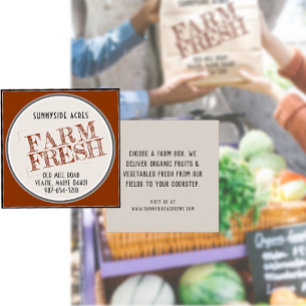 Affärskortet Farm Fresh Farmer Fyrkantigt Visitkort