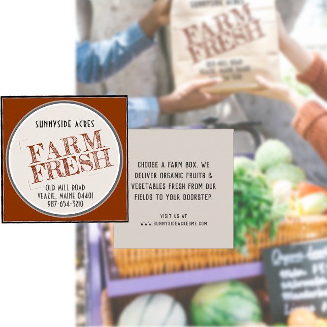 Affärskortet Farm Fresh Farmer Fyrkantigt Visitkort (Skapare uppladdad)