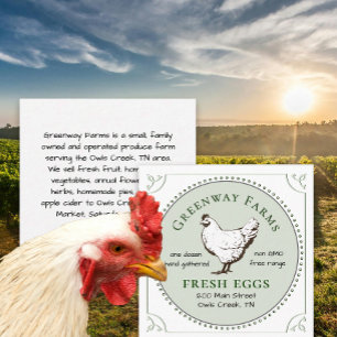 Affärskortet Farm Namn Fresh Eggs med Hen Fyrkantigt Visitkort