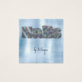 Affärskortet Faux Diamonds HoloGraph Nagel Fyrkantigt Visitkort