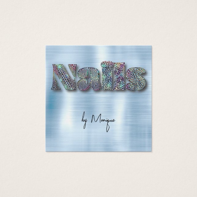 Affärskortet Faux Diamonds HoloGraph Nagel Fyrkantigt Visitkort (Framsida)