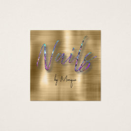 Affärskortet Faux Diamonds HoloGraph Nagel Fyrkantigt Visitkort