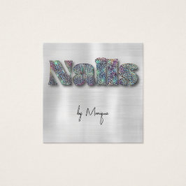 Affärskortet Faux Diamonds HoloGraph Nagel Fyrkantigt Visitkort