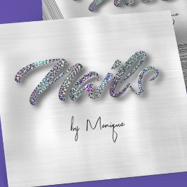 Affärskortet Faux Diamonds HoloGraph Nagel Fyrkantigt Visitkort