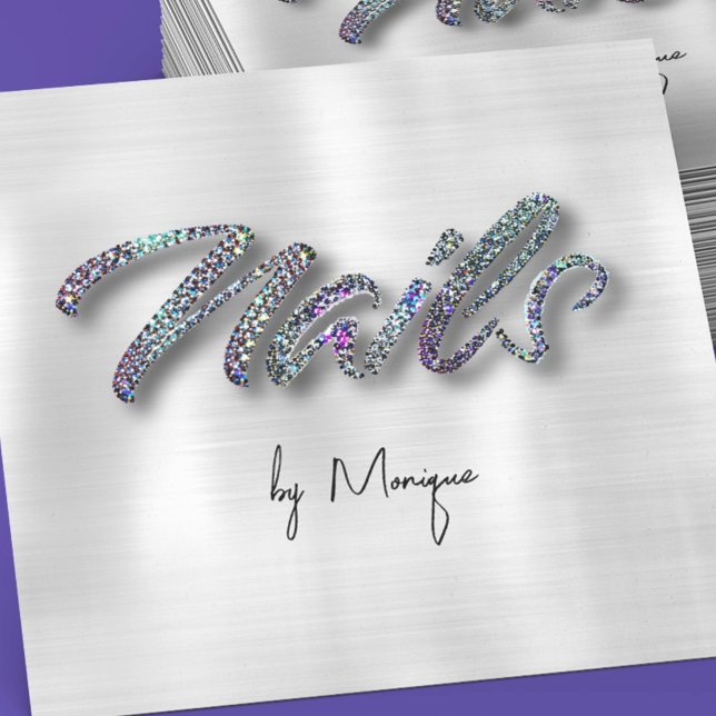 Affärskortet Faux Diamonds HoloGraph Nagel Fyrkantigt Visitkort (Skapare uppladdad)