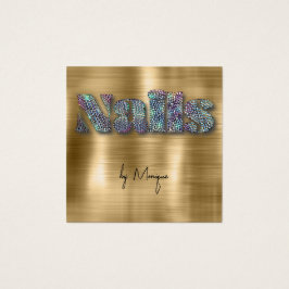 Affärskortet Faux Diamonds HoloGraph Nagel Fyrkantigt Visitkort