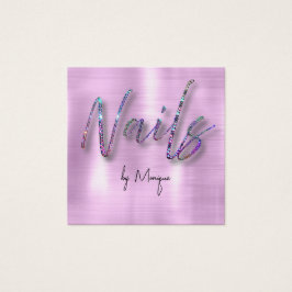 Affärskortet Faux Diamonds HoloGraph Nagel Fyrkantigt Visitkort