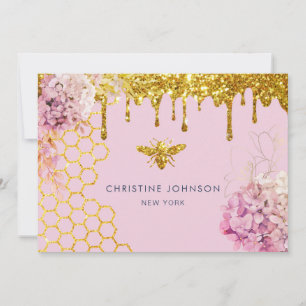 affärskortet faux glitter bi och blommor inbjudningar