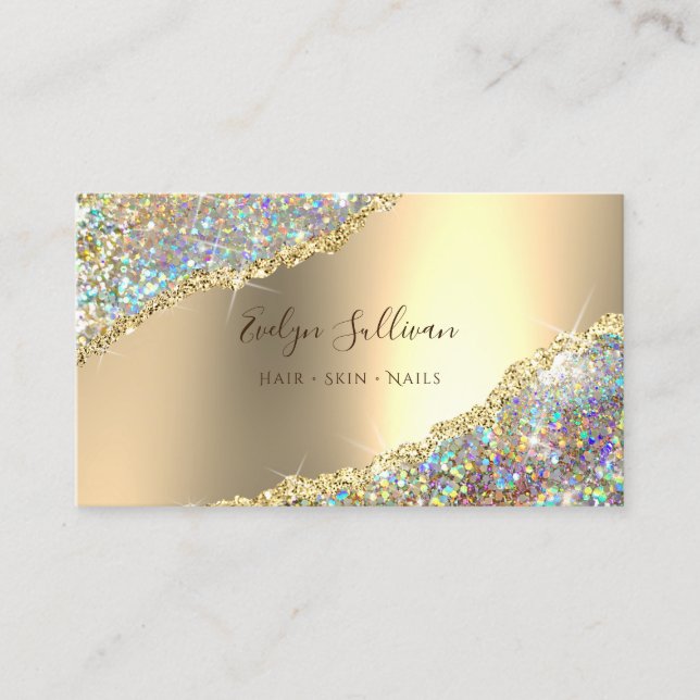 Affärskortet Faux Glitter och Gold Foil Visitkort (Framsida)