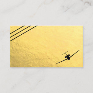 Affärskortet Faux Gold Foil Black Jet Aviation Visitkort