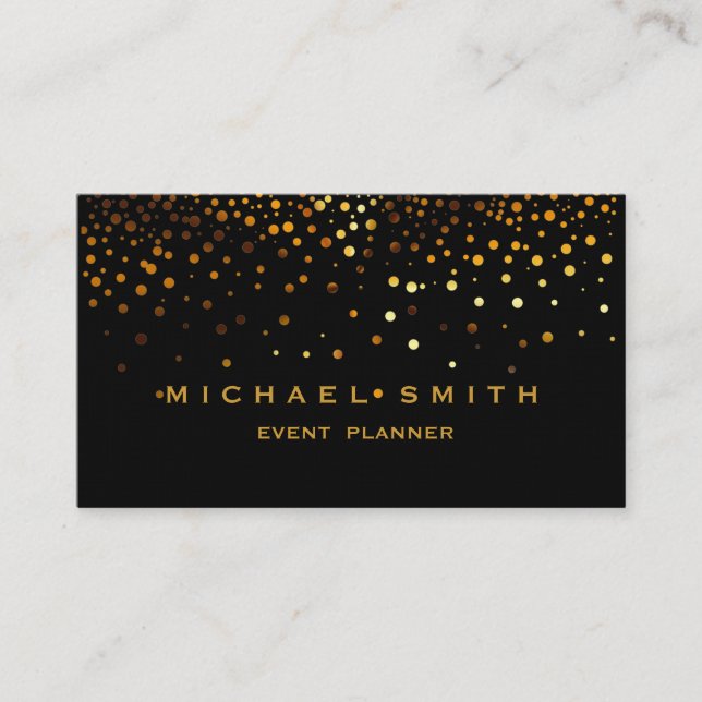 Affärskortet Faux Gold Foil Subtle Glitter Black Visitkort (Framsida)
