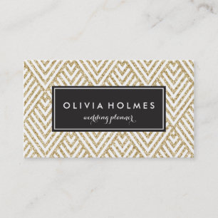 Affärskortet Faux Guld Glitter Chevron Mönster Visitkort