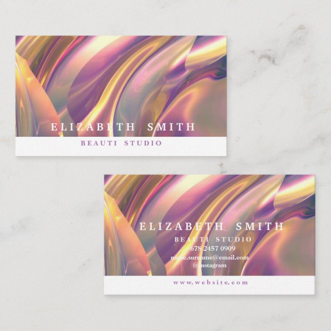 Affärskortet Faux Holography Chameleon Neon Visitkort (Fram/baksida)