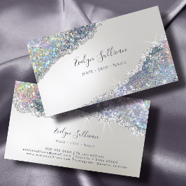 Affärskortet Faux Iridescent Silver Glitter Visitkort