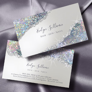 Affärskortet Faux Iridescent Silver Glitter Visitkort