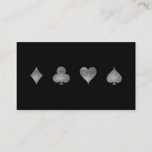 Affärskortet Faux Silver Glitter Casino Gaming Visitkort (Framsida)