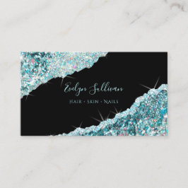 Affärskortet Faux Teal Glitter Sequin Visitkort
