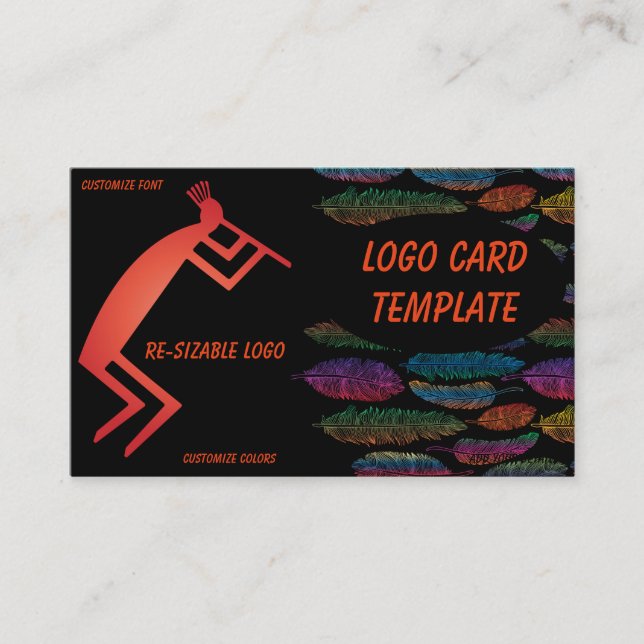 Affärskortet Feathers Kokopelli Logotyp Visitkort (Framsida)