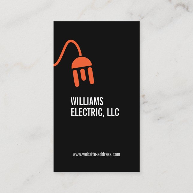 AFFÄRSKORTET FET ORANGE ELECTRICIAN LOGOTYP MODERN VISITKORT (Framsida)