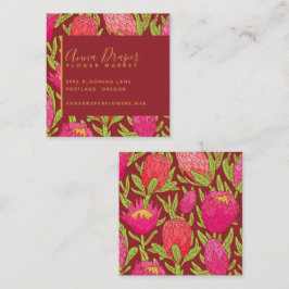 Affärskortet Fet Rosa Tropical Blommigt Square Fyrkantigt Visitkort