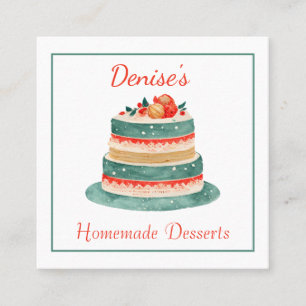 Affärskortet Finare Decorated Cake Bakery Fyrkantigt Visitkort