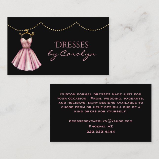Affärskortet finare Dress Tailor Glittery Visitkort (Fram/baksida)