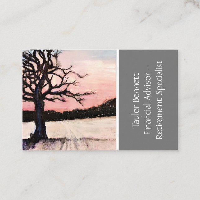 Affärskortet Fine Art Sunset Snö Scene Visitkort (Framsida)