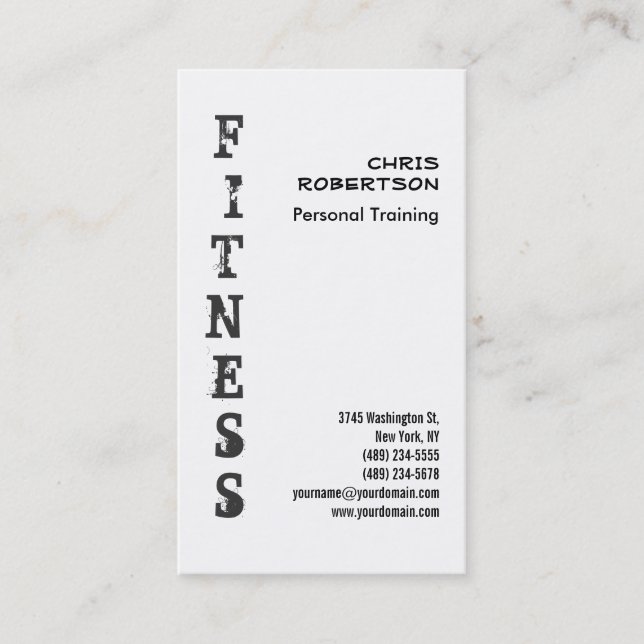 Affärskortet Fitness Personal Trainer Black White Visitkort (Framsida)