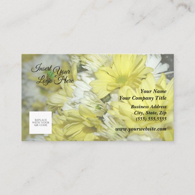 Affärskortet Florist Gult Daisy Visitkort (Framsida)