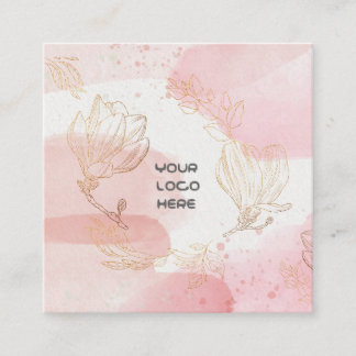 Affärskortet Florist Watercolor Guld Flower Fyrkantigt Visitkort