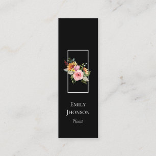 Affärskortet Flower Black Mini med enkel Elegant Visitkort