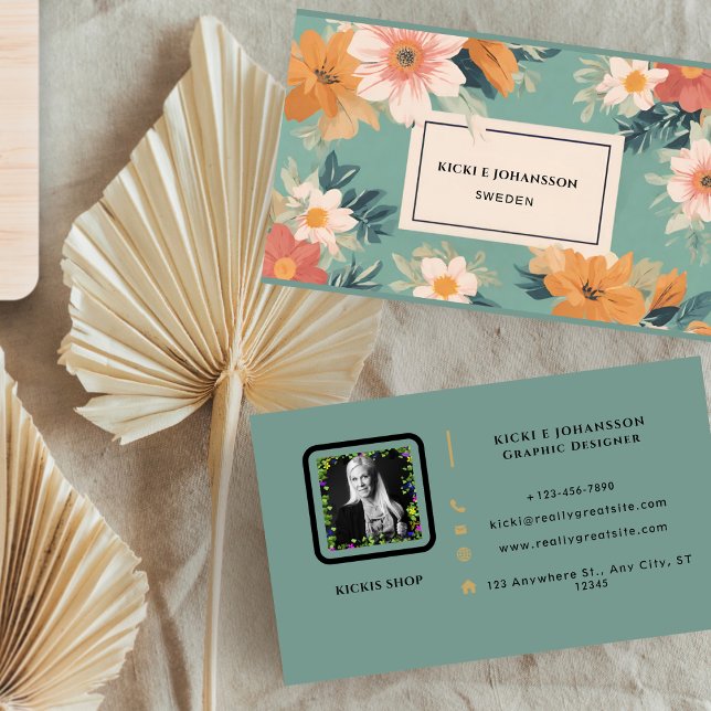 Affärskortet Flowers Elegant Watercolor Visitkort (Flowers Elegant Watercolor Business Card)